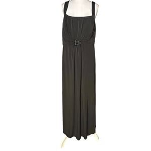 EN Focus 16W Black Sleeveless Pleated Embellished Waist Party Cocktail Dress